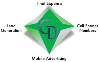 A green diamond with the words " final expense " and " mobile advertising ".