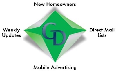 A green diamond with the words new homeowners and mobile advertising in it.