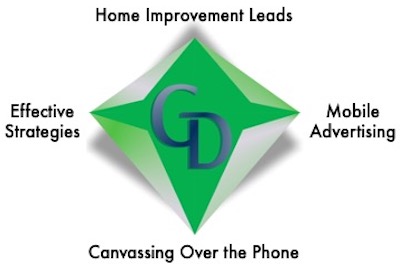 A green diamond with the words " home improvement leads " underneath it.